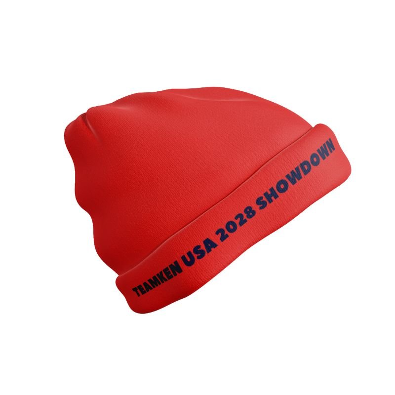 Team Ken Red Beanie Blue Logo